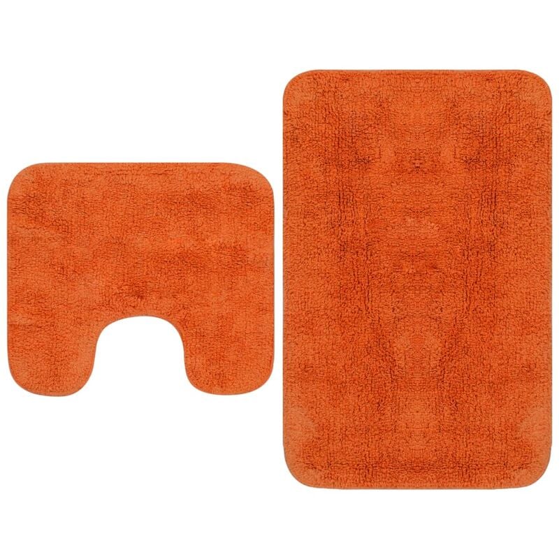 Bathroom Mat Set 2 Pieces Fabric Orange Vidaxl