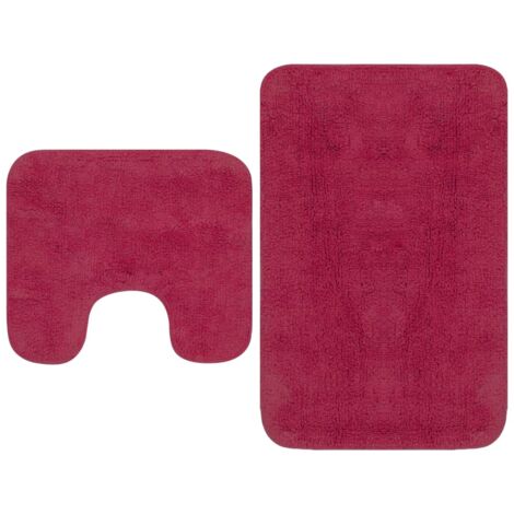 Bathroom Mat Set 2 Pieces Fabric Fuchsia