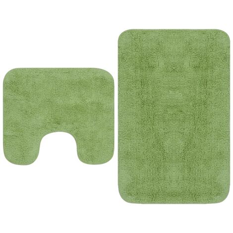 Bathroom Mat Set 2 Pieces Fabric Green vidaXL