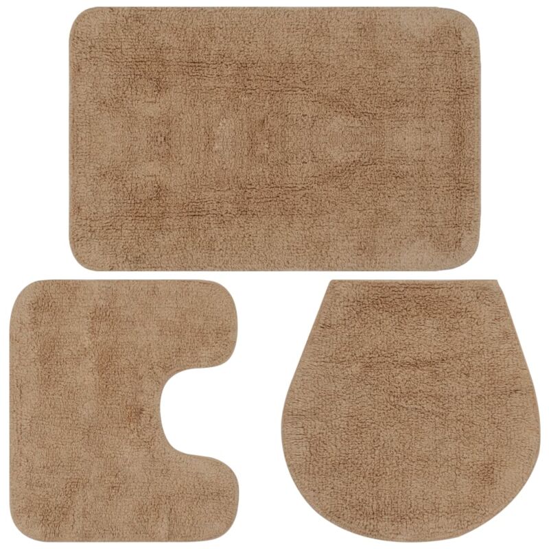 Bathroom Mat Set 3 Pieces Fabric Beige Vidaxl