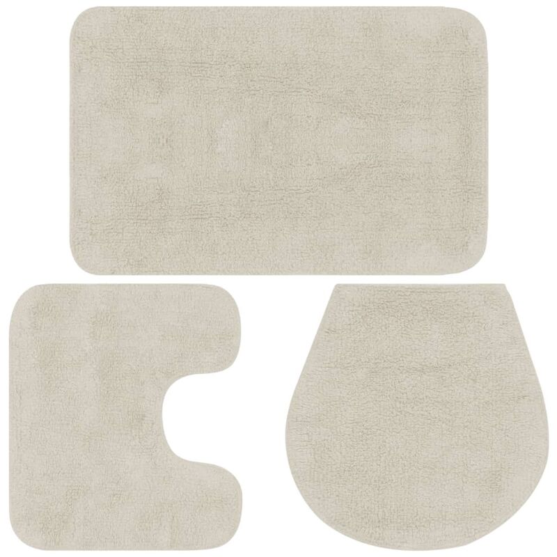 Bathroom Mat Set 3 Pieces Fabric White Vidaxl