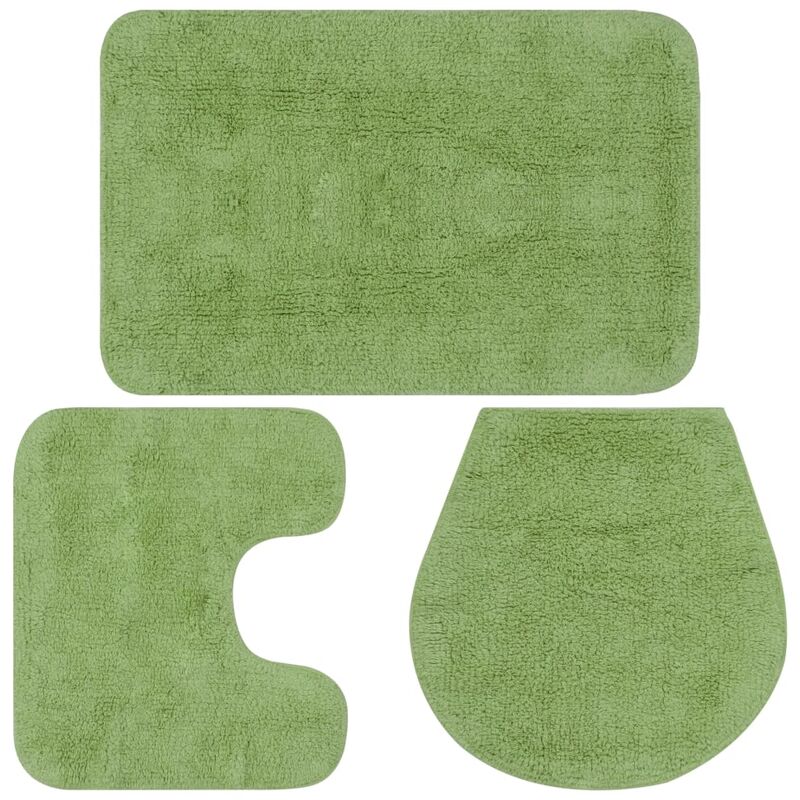 Bathroom Mat Set 3 Pieces Fabric Green Vidaxl