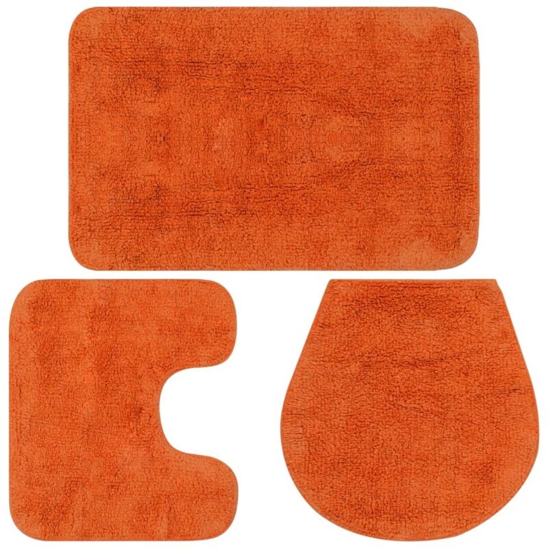 Bathroom Mat Set 3 Pieces Fabric Orange Vidaxl