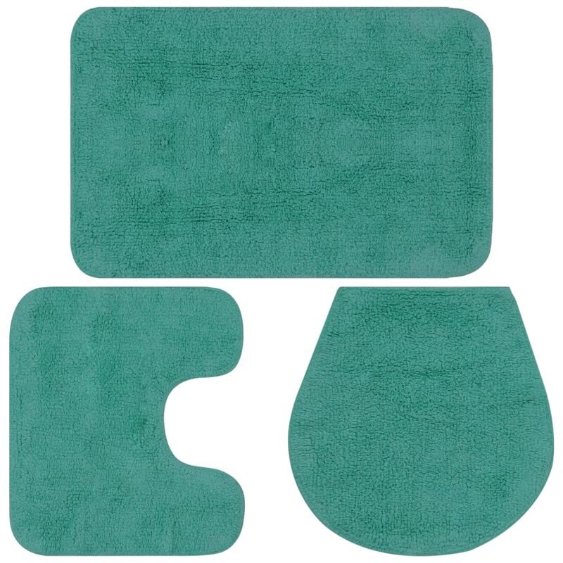 Bathroom Mat Set 3 Pieces Fabric Turquoise Vidaxl