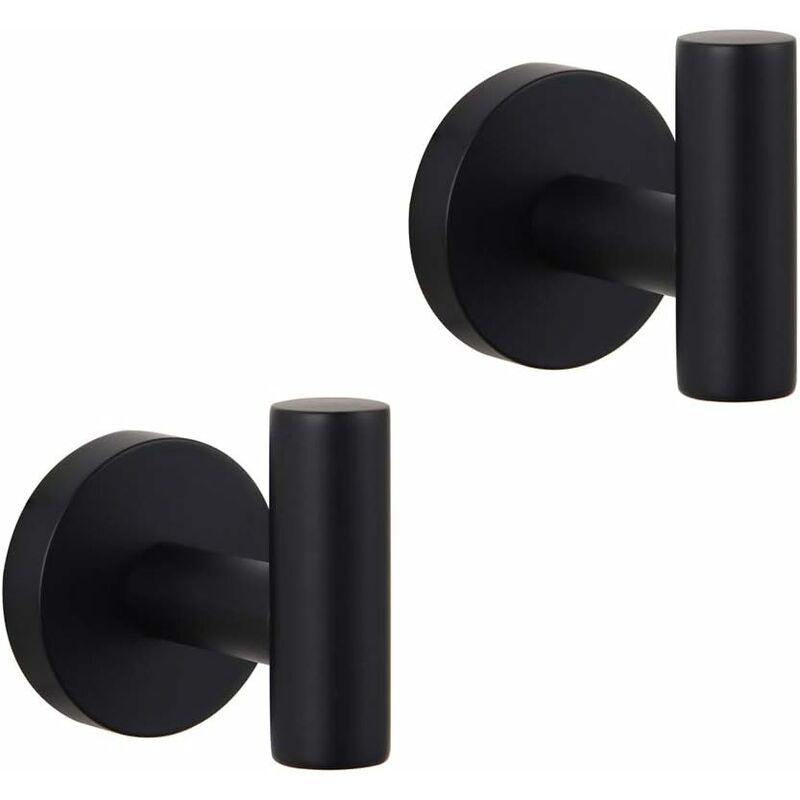 Memkey - Bathroom Matte Black Coat Hook sus 304 Stainless Steel Single Towel/Robe Clothes Hook for Bath Kitchen Contemporary Hotel Style Wall Mounted