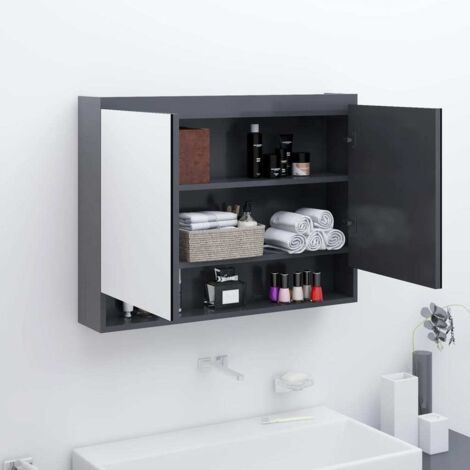 Bathroom Mirror Cabinet 80x15x60 cm MDF Grey vidaXL