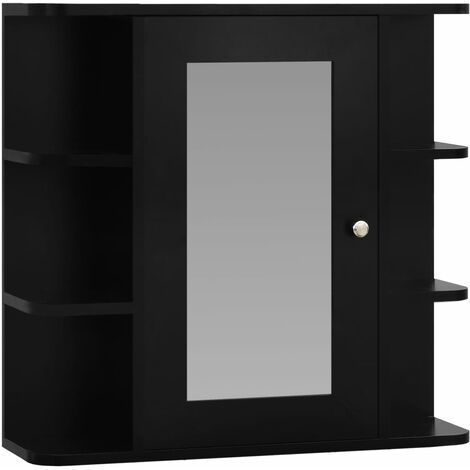 Bathroom Mirror Cabinet Black 66x17x63 cm MDF