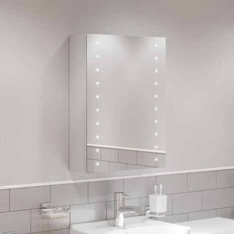 Bathroom LED Mirror Cabinet Illuminated Demister Shaver Socket IP44 600 x 450mm
