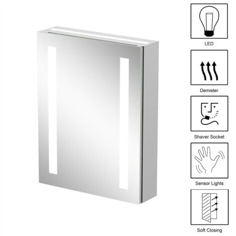 LED Illuminated 80 x 60cm Rectangular Wall Mirror with Demister and Dimmer WATSONS STARLIGHT