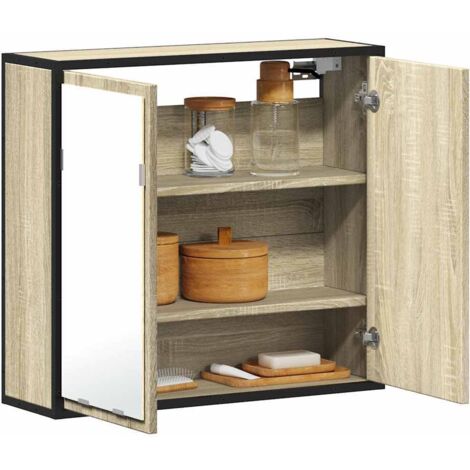 Bathroom Mirror Cabinet Sonoma Oak 65x20x60 cm Engineered Wood vidaXL