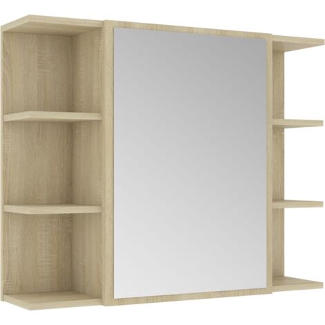 Bathroom Mirror Cabinet Sonoma Oak 80x20.5x64 cm Chipboard