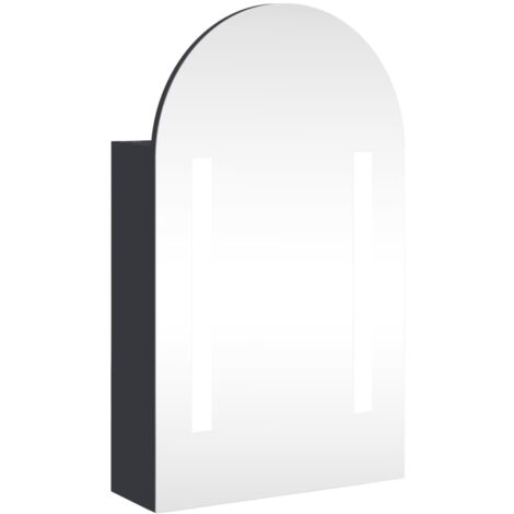 Bathroom Mirror Cabinet with LED Light Arched Grey 42x13x70 cm vidaXL