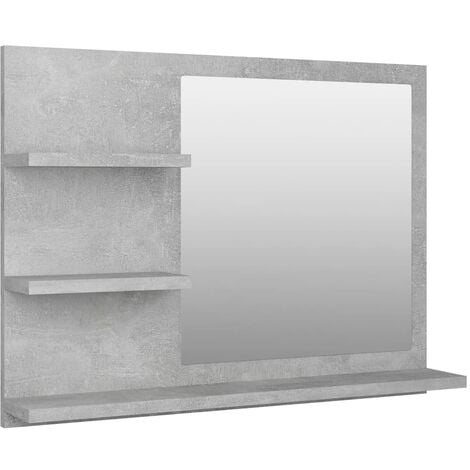 Bathroom Mirror Concrete Grey 60x10.5x45 cm Engineered Wood vidaXL