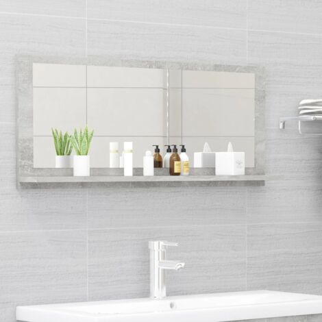 Bathroom Mirror Concrete Grey 90x10.5x37 cm Engineered Wood vidaXL