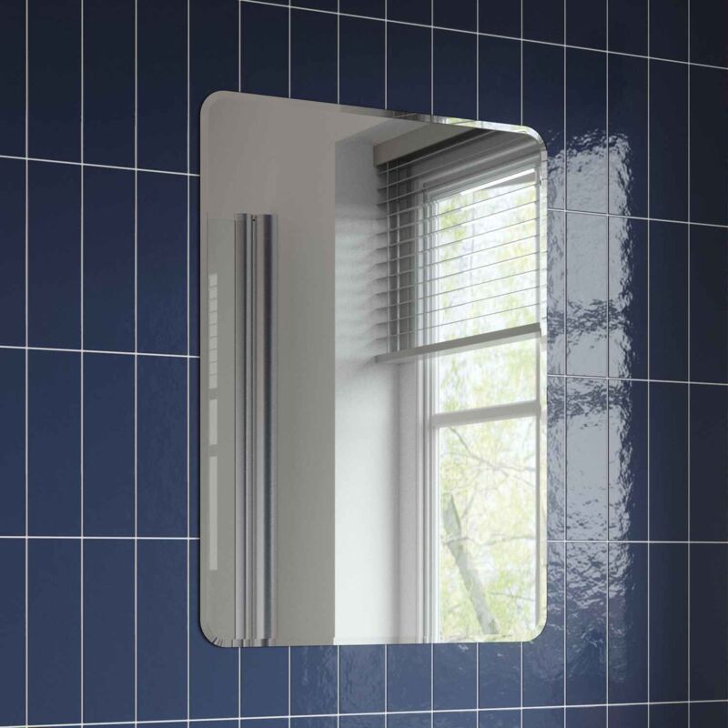 Bathroom Mirror Frameless Modern Rectangle Bevelled Edge Wall Mounted 500x700mm