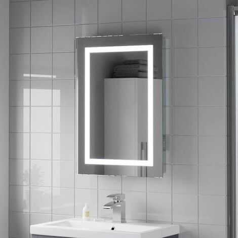 Bathroom Mirror LED Illuminated Demister Pad Shaver Socket Mains IP44 500x700mm