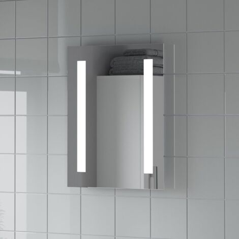 AQUARI Bathroom Mirror LED Lights Wall Rectangular Battery Powered IP44 Rated 390x500mm