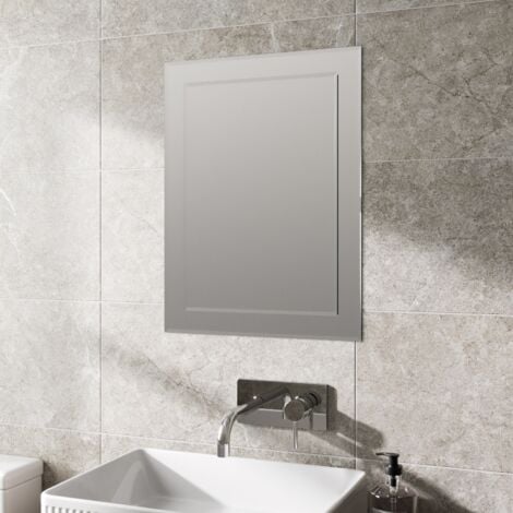 Bathroom Mirror Rectangular Luxury Frameless Wall Mounted 450x600mm - Silver