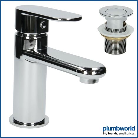 Bathroom Modern Basin Mixer Tap Waste Chrome Round Cloakroom - Silver