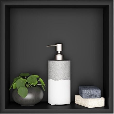 SJQKA Bathroom niche, Stainless steel wall-mounted shower niche, Single-layer wall-mounted shower niche, Recessed shower niche 32x32x12.5 cm, Black