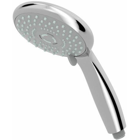 Bathroom Round Shower Handset Head 3 Mode Chrome 120mm Adjustable Multi Spray - Silver