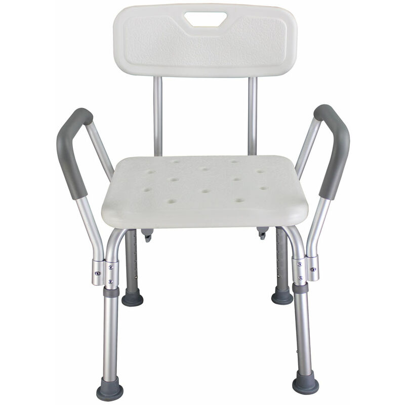 Bathroom Safety Chair with Arms - White - White