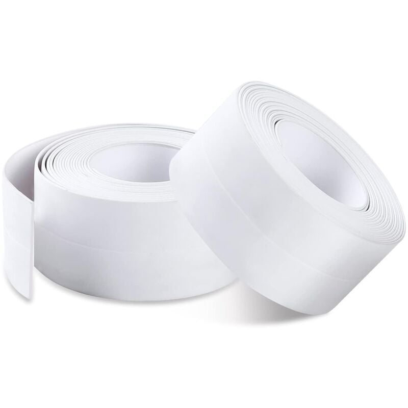 Bathroom Seal, 2 Pieces pvc Self-Adhesive Sealing Tape for Bathroom, Kitchen, Anti-mold, Caulking (3.8cm3.2M)