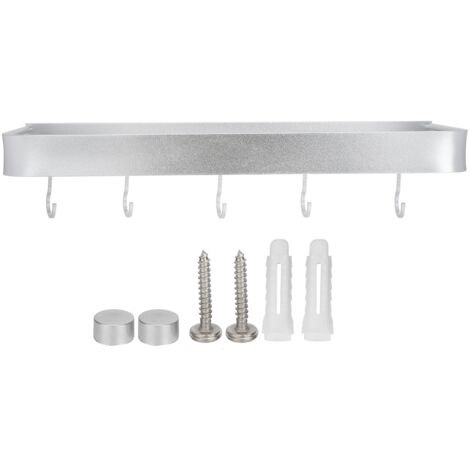 Bathroom Shelf Wall Mount Space Aluminium Shower Single Layer Shelf Shampoo Storage Rack50cm Commodity Shelf with Hooks