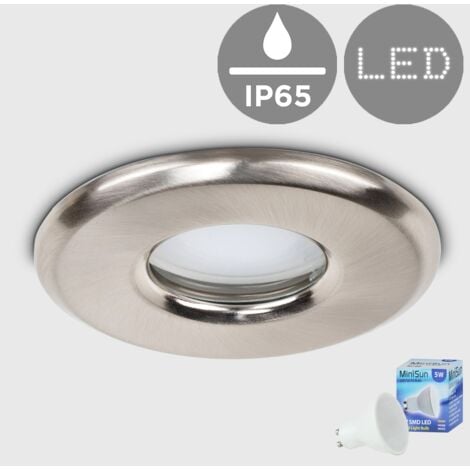 Bathroom Shower IP65 Rated GU10 Recessed Ceiling + GU10 LED Bulb