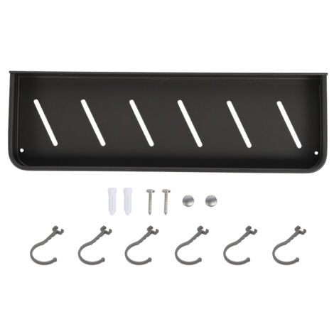 Bathroom Shower Shelf Wall Mounted Towel Storage Rack Shampoo Organizer Holder40cm with 6 hooks