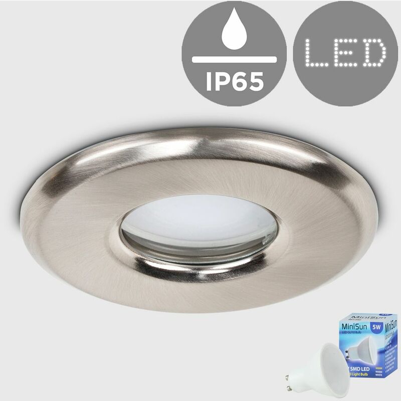 Bathroom IP65 Rated GU10 Recessed Ceiling + GU10 LED Bulb - Warm White