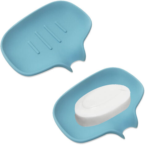 Silicone Soap Holder Tray Soap Dish Box Drain for Bathroom Kitchen