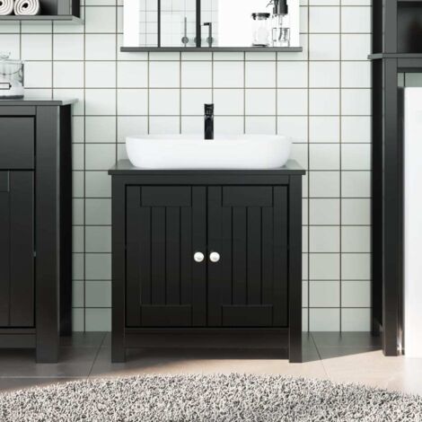 Bathroom Sink Cabinet BERG Black 60x34x59 cm Solid Wood Pine vidaXL