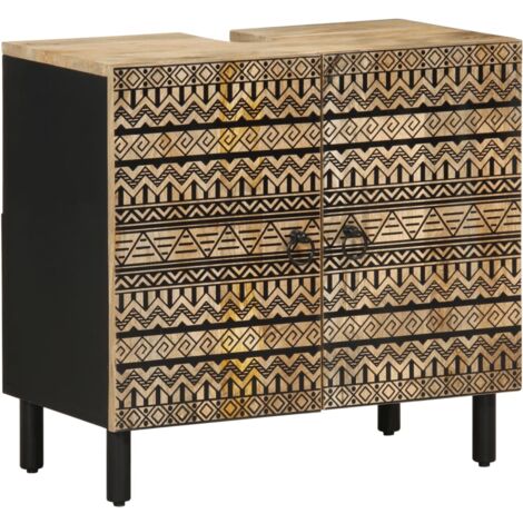 Bathroom Sink Cabinet Black 62x33x58 cm Solid Wood Mango vidaXL