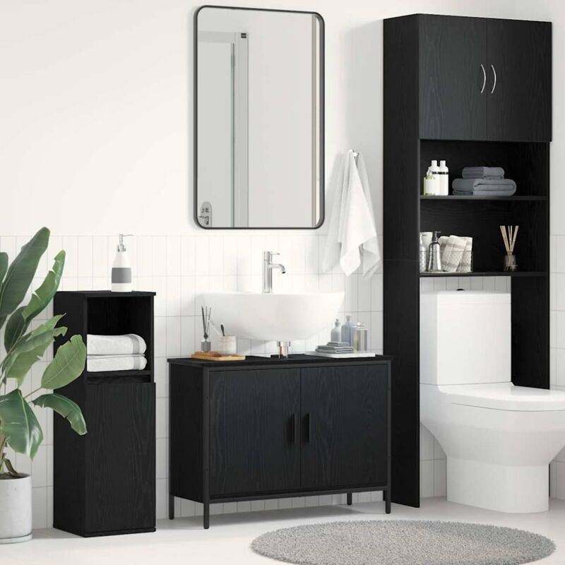 Vidaxl - Bathroom Sink Cabinet Black Oak 80 X 30 X 60 Cm Engineered Wood