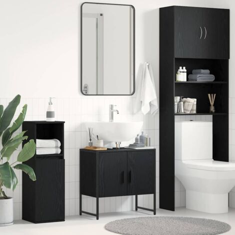 Bathroom Sink Cabinet Black Oak 60 x 30 x 60 cm Engineered Wood vidaXL