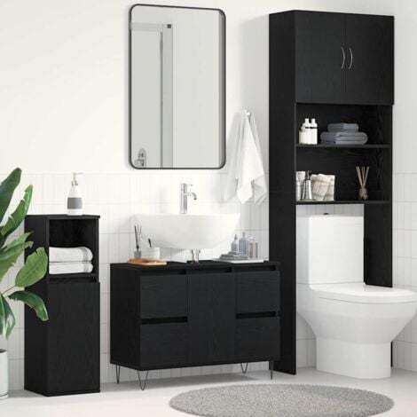 Bathroom Sink Cabinet Black Oak 80x33x60 cm Engineered Wood vidaXL
