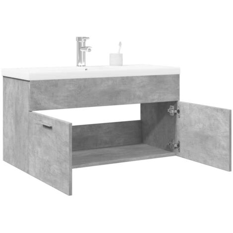 Bathroom Sink Cabinet with Built-in Basin Concrete Grey vidaXL