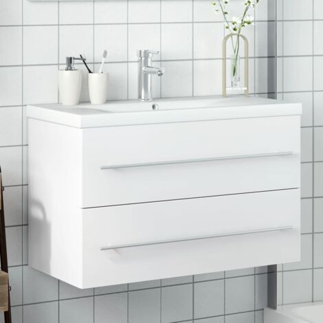 Bathroom Sink Cabinet with Built-in Basin White vidaXL
