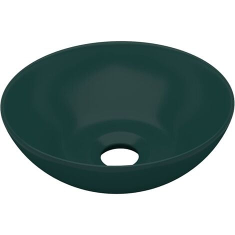 Bathroom Sink Ceramic Dark Green Round