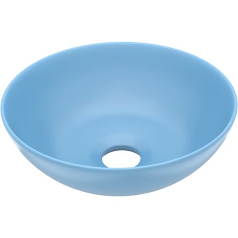 Bathroom Sink Ceramic Light Blue Round