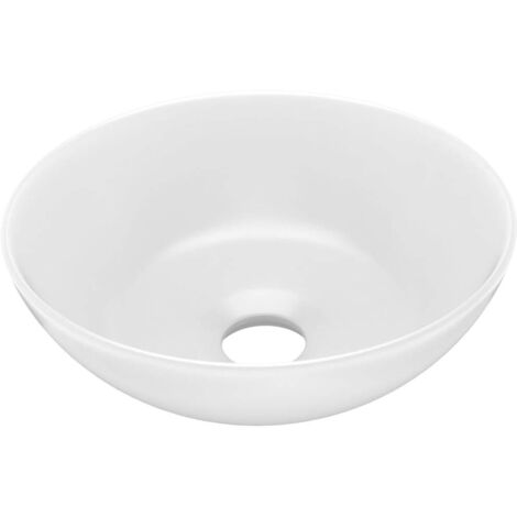 Bathroom Sink Ceramic Matt White Round vidaXL