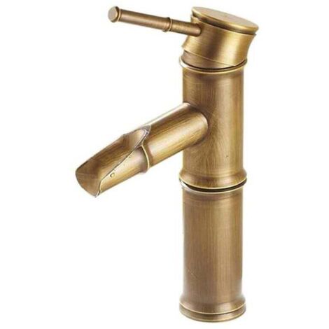 Bathroom Sink Faucet, Antique Bamboo Style Basin Mixer Tap, Single Handle Hot and Cold Water Tap (Color: Bronze) MUMU