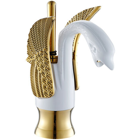 Bathroom Sink Faucets Bathroom Sink Faucet Hotel Copper Mixer Taps Hot and Cold Faucets-Short,Gold and White