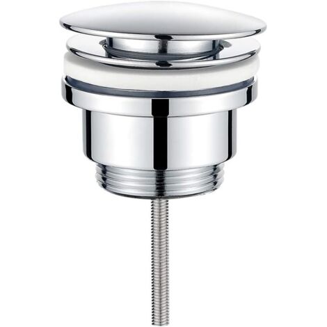 Bathroom Sink Pop-Up Waste, Push Open Metal Sink Drain, Chrome-