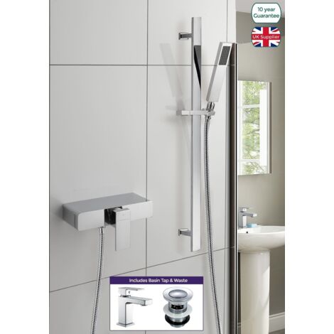 Bathroom Slider Rail Kit & Concealed Thermostatic Shower Valve Mixer