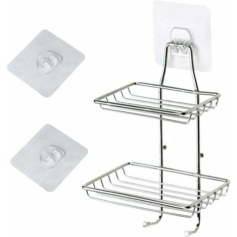 Bathroom Soap Shelf, Wall Mounted Soap Dish Holder, Stainless Steel Soap Shelf, Stainless Steel Double Layer Soap Box For Bathroom, kitchen, Soap, Small Items (Silver)