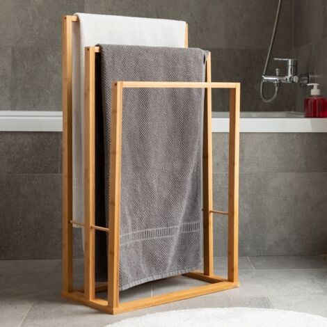 Bathroom Solutions Porta Asciugamani in Bambù con 3 Barre