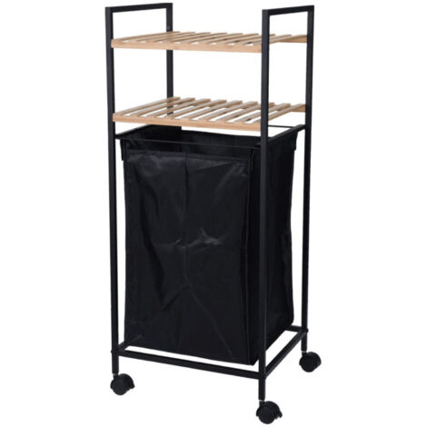 Bathroom-solutions Support de rangement bambou et noir 40 litres