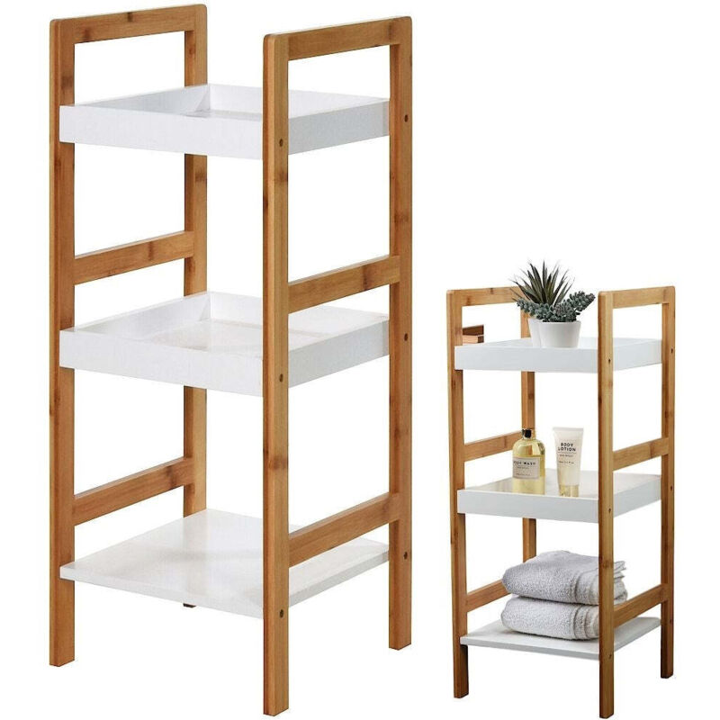 Etagère en bambou pour la salle de bain - Rangement produits cosmétiques et serviettes